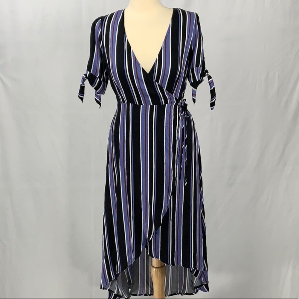 Forever 21 Blue Striped Wrap Dress
